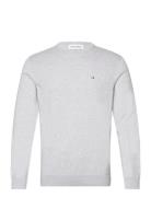 Cotton Silk Blend Cn Sweater Tops Knitwear Round Necks Grey Calvin Kle...