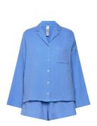 Pyjama Set Cotton Gauze Pyjamas Nattøj Blue Lindex