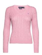 Cable-Knit Cotton V-Neck Sweater Tops Knitwear Jumpers Pink Polo Ralph...