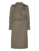 Belted Double-Breasted Trench Coat Trenchcoat Frakke Khaki Green Laure...