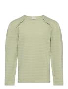 T-Shirt Ls Jaquard Tops T-shirts Long-sleeved T-Skjorte Green Minymo