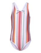 Swimsuit W. Bow, Aop Badedragt Badetøj Multi/patterned Color Kids