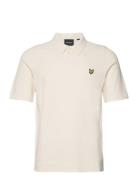 Textured Knitted Polo Tops Polos Short-sleeved White Lyle & Scott