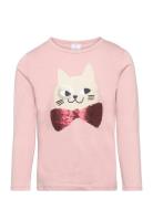 Top L S Placement Print Cat Wi Tops T-shirts Long-sleeved T-Skjorte Pi...