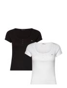 Tjw 2Pack Henley Ss Rib Tee Tops T-shirts & Tops Short-sleeved Multi/p...