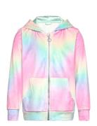 Hoodjacket Velour Rainbow Aop Tops Sweatshirts & Hoodies Hoodies Pink ...