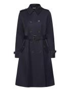 Belted Double-Breasted Trench Coat Trenchcoat Frakke Black Lauren Ralp...