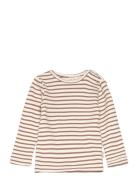 T-Shirt L/S Modal Striped Tops T-shirts Long-sleeved T-Skjorte Brown P...