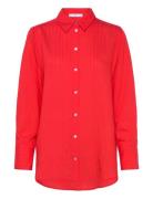 Stripe-Patterned Shirt Tops Shirts Long-sleeved Red Mango
