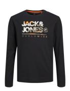 Jjluke Tee Ls Crew Neck Jnr Tops T-shirts Long-sleeved T-Skjorte Black...