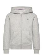 Shield Zip Hoodie Tops Sweatshirts & Hoodies Hoodies Grey GANT