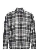 Big Fit Plaid Brushed Flannel Shirt Tops Shirts Casual Grey Polo Ralph...