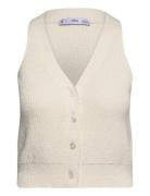 Ribbed Jersey Jacket Vests Knitted Vests Cream Mango