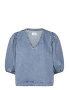 Nutoronto Blouse Tops Shirts Short-sleeved Blue Nümph