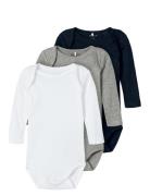 Nbnbody 3P Ls Dark Sapphire Noos Bodies Long-sleeved White Name It