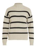 Viril Mockneck L/S Knit Rib Top 2- Noos Tops Knitwear Turtleneck Beige...