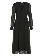 Vifalia V-Neck L/S Midi Dress - Noos Knælang Kjole Black Vila