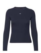 Tjw Slim Essential Rib Ls Tops T-shirts & Tops Long-sleeved Navy Tommy...