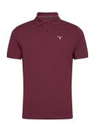 Barbour Tartan Pique Polo Shirt Tops Polos Short-sleeved Burgundy Barb...