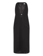 Tailored Wool V-Neck Dress Knælang Kjole Black Filippa K