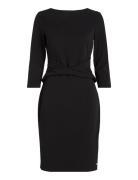 Scuba Crepe Dress Front Twist Knælang Kjole Black Calvin Klein