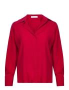 Lyocell Fluid Shirt Tops Shirts Long-sleeved Red Mango