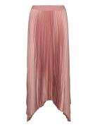 Irregular Pleated Skirt Knælang Nederdel Pink Mango