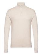 Half Zip Mélange Knit Tops Knitwear Half Zip Jumpers Beige Lindbergh