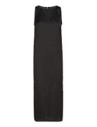 Black Textured Midi-Dress Knælang Kjole Black Mango