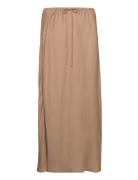 Tie Long Skirt Knælang Nederdel Brown Mango