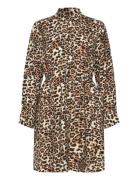 Slfsalli Ls Aop Short Dress B Kort Kjole Brown Selected Femme