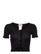 Cardigan Tops Crop Tops Short-sleeved Crop Tops Black Barbara Kristoff...