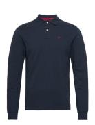 Slim Fit Logo Ls Tops Polos Long-sleeved Navy Hackett London