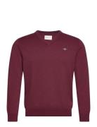 Classic Cotton V-Neck Tops Knitwear V-necks Burgundy GANT