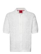 Sammp Designers Knitwear Short Sleeve Knitted Polos White HUGO