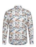 Printed Cotton/Linen Shirt L/S Tops Shirts Linen Shirts White Lindberg...