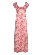 Dotted Georgette Maxi Dress Designers Maxi Dress Pink By Ti Mo