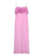 Shiny Tech Designers Maxi Dress Pink Ganni