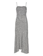 3D Sequins Designers Maxi Dress Silver Ganni