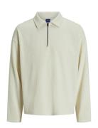 Jorrick Plisse Sweat Zip Split Polo Ln Tops Knitwear Half Zip Jumpers ...