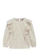 Kmggrace L/S O-Neck Top Box Jrs Tops Blouses & Tunics Cream Kids Only