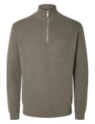 Slhdane Ls Knit Structure Half Zip Noos Tops Knitwear Half Zip Jumpers...