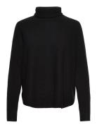 Curved Turtleneck Tops Knitwear Turtleneck Black Davida Cashmere