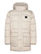 Long Hooded Quilt Puffer Mw Uldfrakke Frakke Beige Calvin Klein