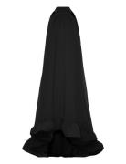 Sabrina Halterneck Ruffled Maxi Dress Knælang Kjole Black Malina