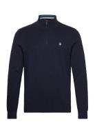 Cttn 1/4 Zip Tipped Tops Knitwear Half Zip Jumpers Navy Original Pengu...