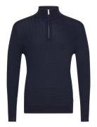 Mamason Sz Cabel Tops Knitwear Half Zip Jumpers Navy Matinique