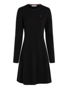 Soft Wool Flared C-Nk Swt Dress Kort Kjole Black Tommy Hilfiger