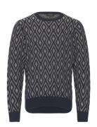 Innibbin Tops Knitwear Round Necks Navy INDICODE