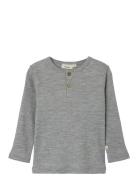 Nmmfable Ls Wool Top Lil Tops T-shirts Long-sleeved T-Skjorte Grey Lil...